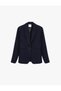 Wide Collar Crepe Blazer Jacket with Buttoned Pockets - 3