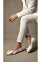Women's White Leather Buckle Bow Ballerinas 1.5cm Byndi̇mj02 - 3