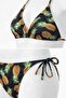 Women's Black Pineapple Detail Triangle Bikini Set Lycra Flexible Side Halter Neck Stylish Drawstring - 3