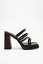 Women's Special Design Platform Heeled Brown Patent Leather Evening Dress Slippers