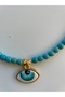 Blue Glass Bead And Porcelain Eye Charm Necklace - 2