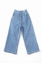 Stony denim piece zippered shirt wide leg flexible blue denim pants holiday outfit - 6