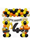Construction Themed Birthday Balloon Set – Party Set with Construction Vehicles & Truck Figures