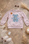 Pink Sequined Stretchy Sweatshirt and Wide-Leg Jeans Girls' Holiday Set - 6