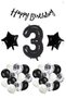 1 Year Old Black and White Birthday Balloon Set – Happy Birthday & Number Balloon