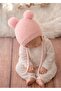 Hand Knitted Pink Baby Girl Pompom Hat