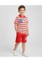 6-7-8-9-10 Years Old Boy's Summer Striped Polo Collar T-Shirt and Shorts Stylish Suit