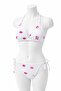 Women's White Kiss Detail Triangle Bikini Set Lycra Stretchy Side Tie Halter Neck Stylish Drawstring