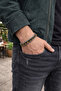 Men's Steel Bracelet with Natural Tiger's Eye Stone, Braided Chain Model, Men's Tag - 2