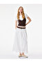 Normal Waist A-Line Cotton Comfortable Fit Long Scallop Skirt