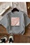 Women's Rose Gold Sparkle Graphic Printed Gray T-Shirt