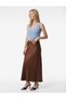 Fish Cut Slim Fit Midi Length Textured Satin Skirt - 2