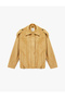 Oversized Faux Suede Jacket with Epaulet Detail Pockets Zipper Long Sleeve - 3