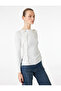 Slim Fit Ruffled Rose Appliqué Detailed Gathered Long Sleeve Boat Neck Blouse - 2
