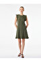 Crepe Scuba Fabric Sleeveless Crew Neck Ruffle Mini Dress