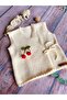 Hand Knitted Double Breasted Model Cream Color Baby Girl Vest - 3