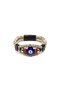 Black and White Genuine Leather Men's Bracelet with Evil Eye Beads |   Magnetic Metal Buckle Design - 2