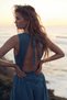 Women's Vintage Open-Back Waist-Fitted Denim Dress Blue - 2