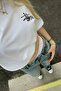Unisex Stüssy Letter Printed Oversize 100% Cotton Wide Cut Textured Crew Neck White T-Shirt Rf0523 - 2