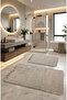Bubble Rabbit Hair, Non-Slip Base, Fluffy, Ultra Luxury, Washable 2-Piece Bath Mat Camel