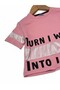 Girl's Summer Printed Shorts 100% Cotton Text Detail Top and Bottom Set - 7