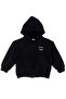 Girl's Black Colorful Hooded Cardigan - 2