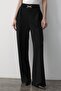 Women's Lycra Buckle Belt Detailed Elastic Palazzo Trousers Black - 4