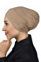 Four-Band Cross Exterior Hijab Cap Ready Turban Jersey - Dark Beige - 3