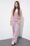 Pink Pocketed Linen Vest High-Waisted Trousers Girls' Two-Piece Set 23545 - 5
