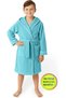 Girls' and Boys' Bathrobes 100% Cotton |   Hooded+Pocketed+Soft+Ribbed+Turquoise
