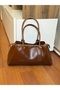 Faux Leather Three-Compartment Women's Hand and Shoulder Bag - 4