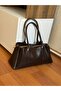 Faux Leather Three-Compartment Women's Hand and Shoulder Bag - 3