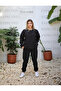Women's Black 3 Thread Raised Tracksuit Set - 4