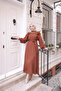 Hijab Dress - Brown, Stone Detailed - 2