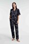 9895 Half Sleeve V-neck Women's Viscose Flower Patterned Summer Woven Lace Detailed Pajamas Set