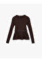 Long Sleeve Crew Neck Belt Detailed Peplum Cut Knitwear Sweater - 3