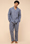 Men's Dark blue Striped Pyjama Set