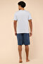 Men's Blue Printed Lounge Set - 4