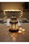 فانوس رمضان بثلاث شموع LED - ديكور منزلي إسلامي أنيق بإضاءة دافئة - 2