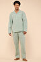 Men's Green Striped Pyjama Set - 2