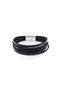 Midnight Navy Genuine Leather Men's Bracelet – Black & Navy Blue Multi-Layered Weave Design, Magnetic Clasp - 2