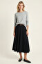 Belted Flared Long Woven Skirt Ldp0093 Dark Blue