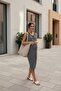 Ribbed Marine Maternity and Postpartum Ribbed Fabric Striped Collar Buttoned Zero Sleeve Dress