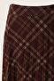 Patterned Pleated Midi Chiffon Skirt Lzv0047 Khaki Brown - 4