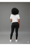 Women's White Zippered Bear Printed Polyester Slim Fit T-Shirt Black Long Tight Diving Leggings Set - 2