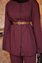 Burgundy Belted Jacket and Trousers Set - 4