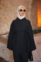 Black Waist-Tie Tunic with Pants Modal Set - 3