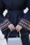 Navy Blue Belted Jacket and Trousers Denim Suit - 4