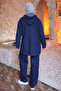 Navy Blue Hooded Pocket Denim Jacket and Trousers Set - 5