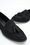 Women's Black Tasseled Suede Loafer Daily Comfortable Sole Stylish Casual Shoes - 5